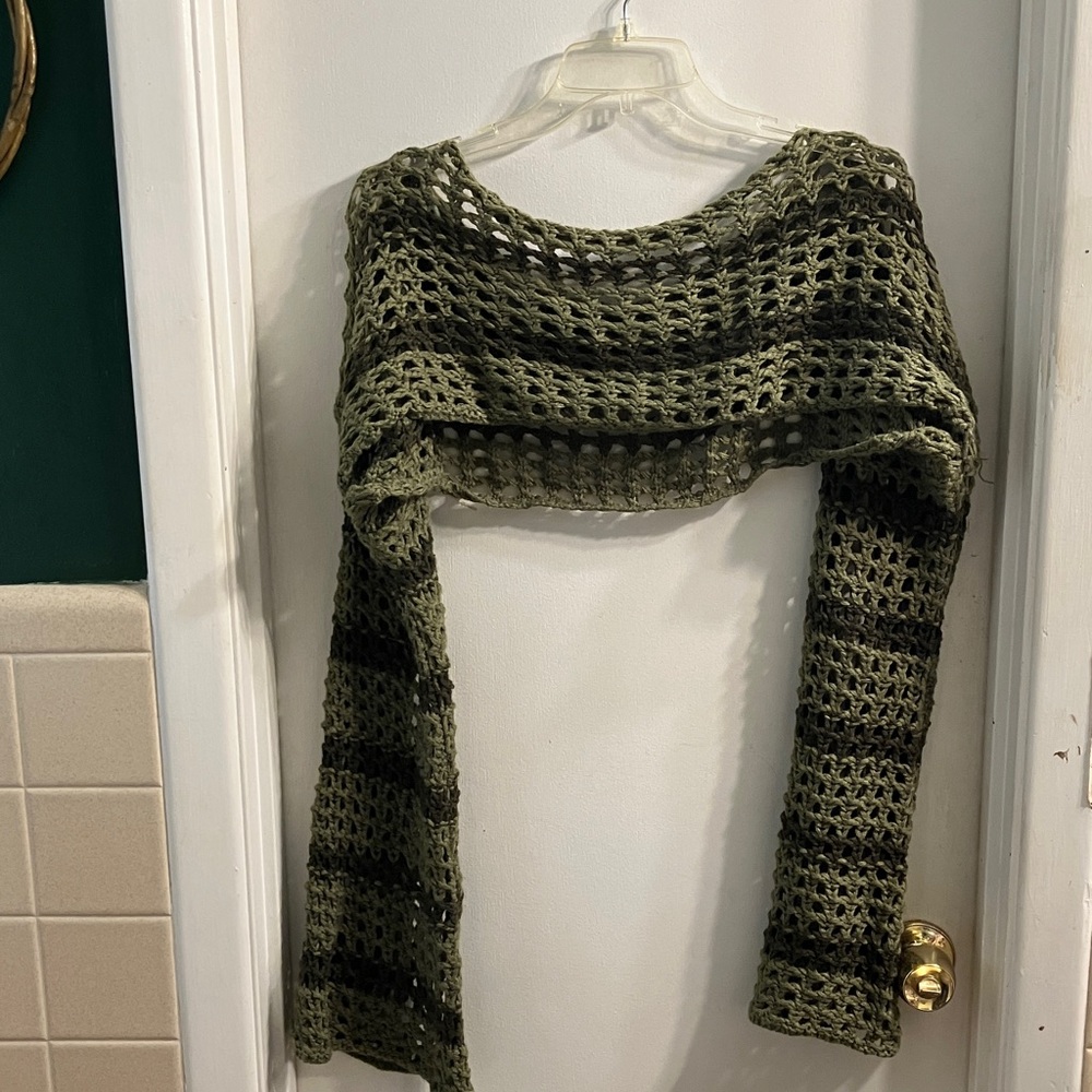 Green and Black Crochet Sweater